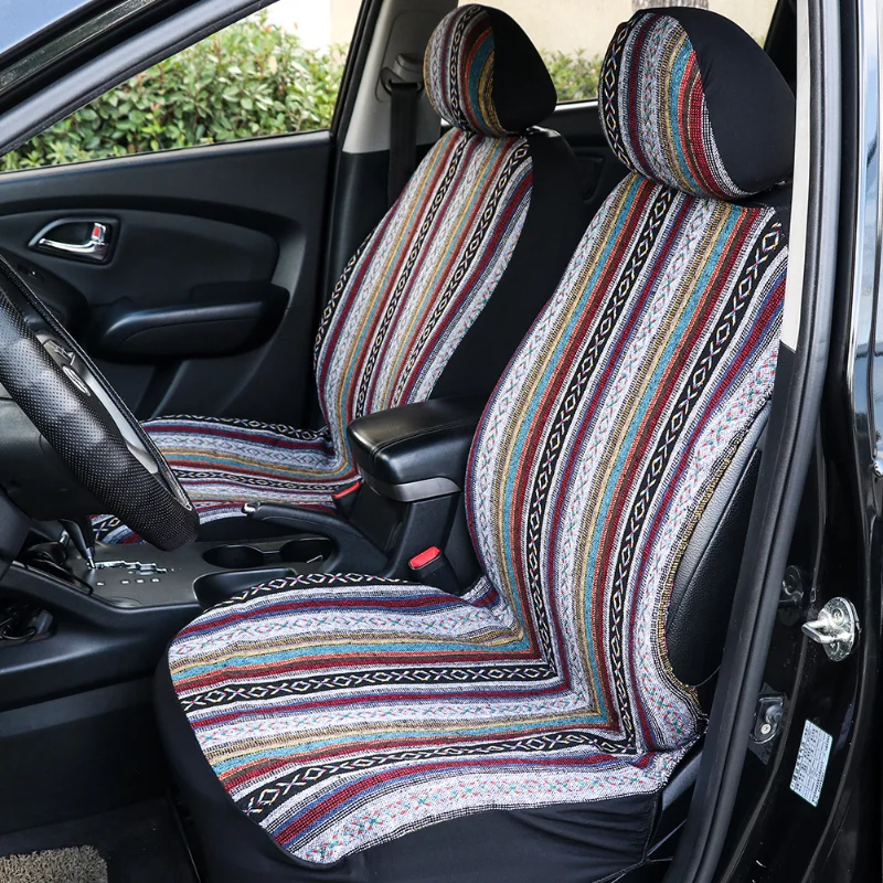 Seat Cover Car Ethnic Style Dual Front Seat Automotive Accessories Protective Cover Car Seat Cover 4-Piece Set