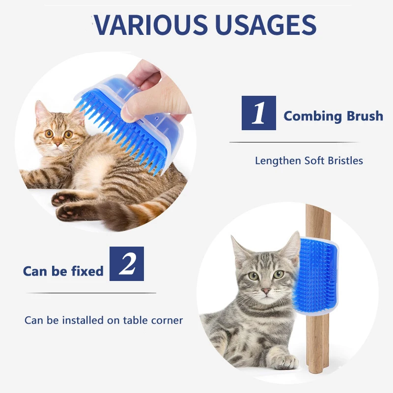 Cat Comb Soft Pet Cat Brush with Catnip Cat Self Groomer Cat Wall Corner Massage The Face with A Tickling Comb Cat Accessories