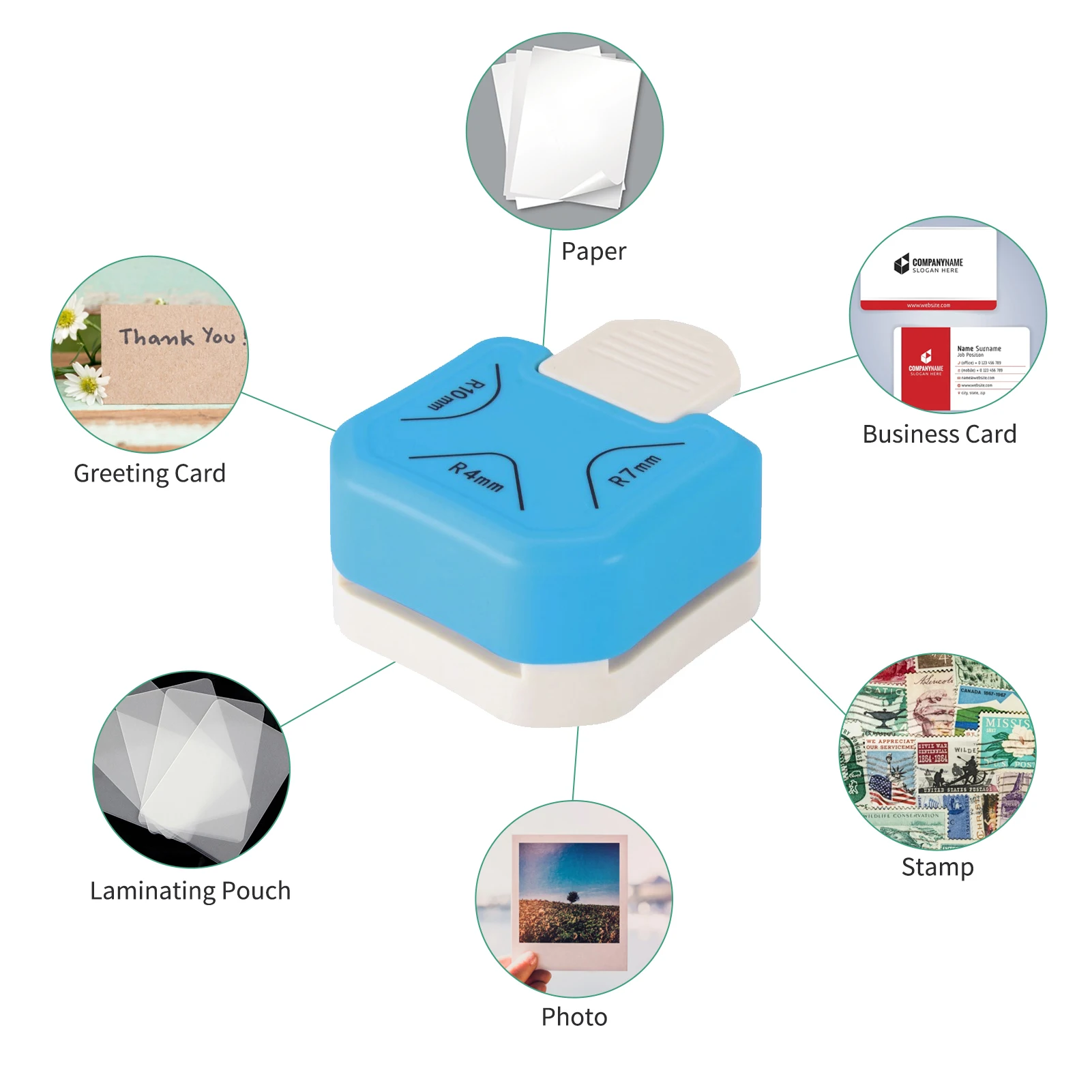 Corner Rounder Punch R4/R7/R10mm Round Corner Trimmer Cutter for Card Craft Scrapbook Wrapping Paper Sticker Photo Laminate DIY view 4
