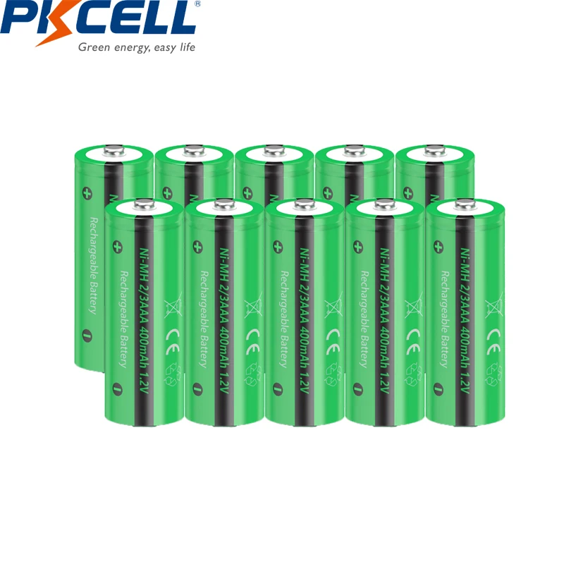 10PC PKCELL 2/3AAA 400mAh akumulator 1.2V NI-MH 2/3AAA akumulatory bluzka z guzikami do solarne ogrodowe światła Led