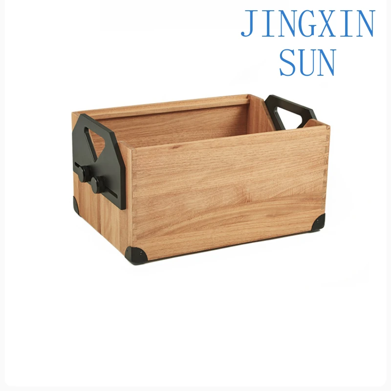 Solid wood storage box Outdoor camping Large capacity storage box Picnic barbecue rack