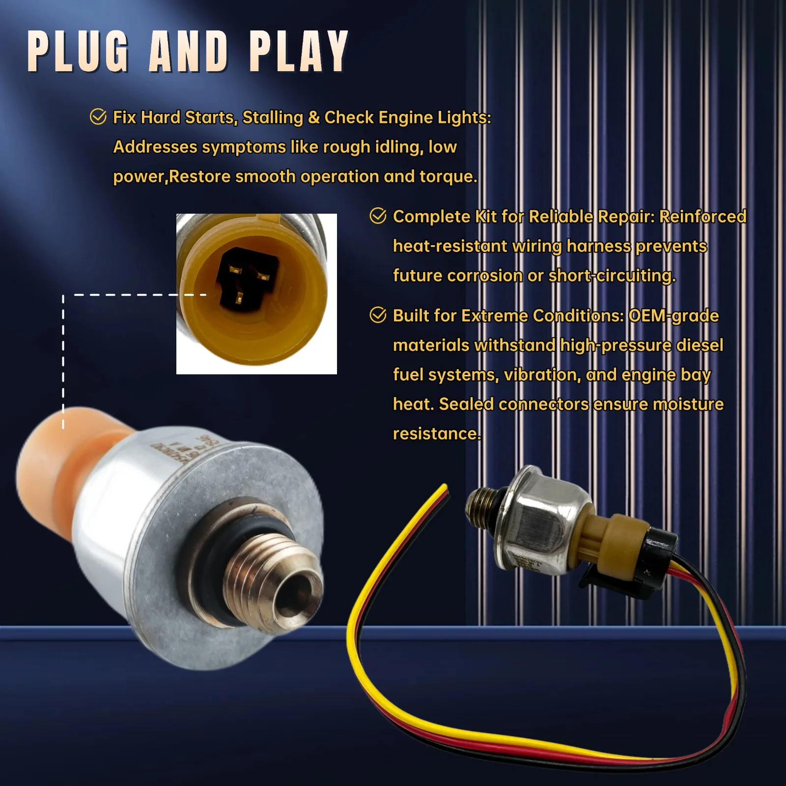 1845428 C92 6.0 Power stroke การใช้ฉีดเซ็นเซอร์ความดัน ICP เซนเซอร์ Pigtail Kit สําหรับ Ford F250 F350 เปลี่ยน 4C3Z-9F838-AB