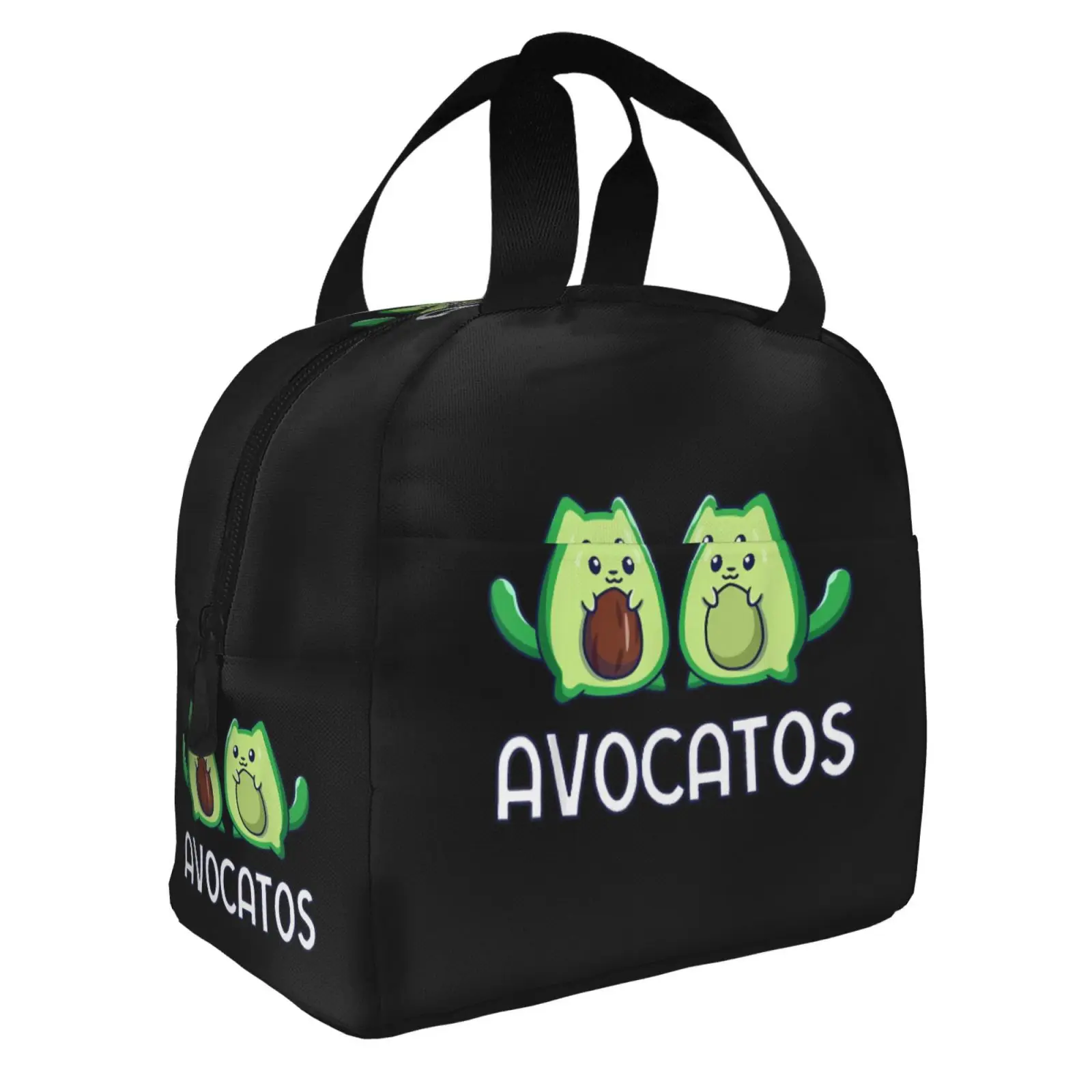 Avocado Funny Cute Cat Avocado Lunch Bags Insulated Bento Box Lunch Tote Leakproof Picnic Bags Thermal Bag for Woman Girl School