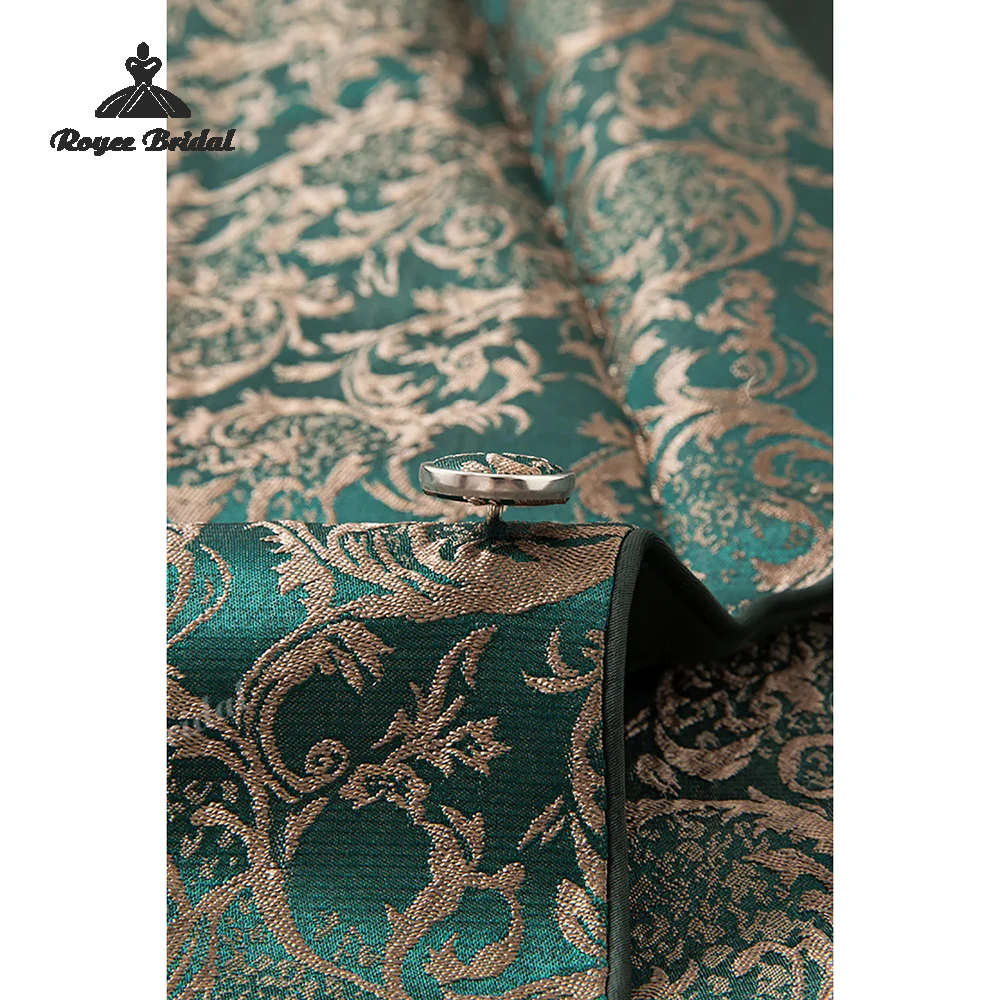 Ciemnozielony żakardowy trzyczęściowy garnitur męski na ślub, jednorzędowy, z klapami szalowymi, garnitur wieczorowy 2026, szyty na miarę trajes para hombre