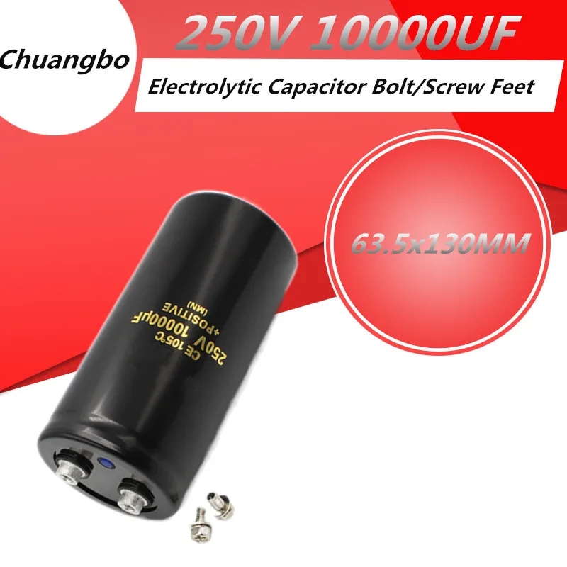 1/PCS 250V10000UF 63.5*130MM 10000UF 250V Bolt/Screw Foot Audio Filter Electrolytic Capacitor 105℃