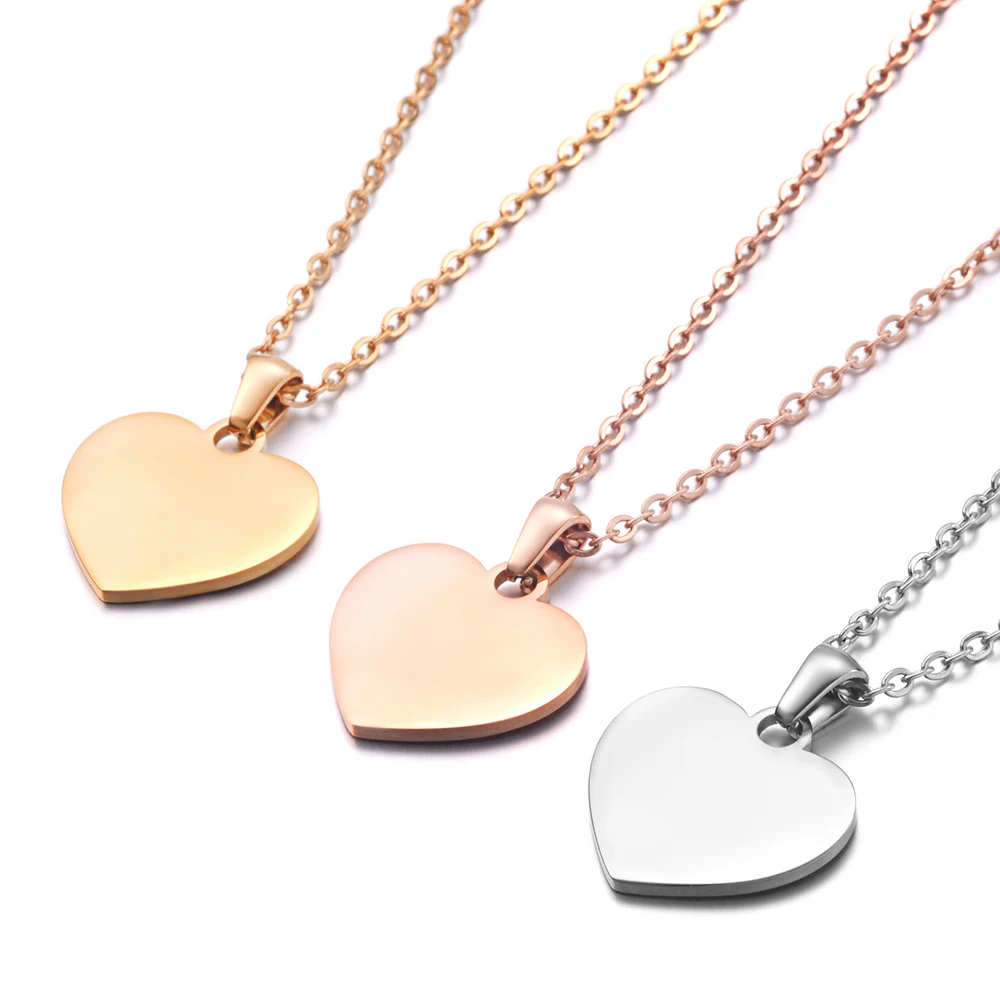 

10Pcs/Lot Mirror Polish Stainless Steel Love Heart Pendant Necklace For Mens Women's Friend Lovers Gift