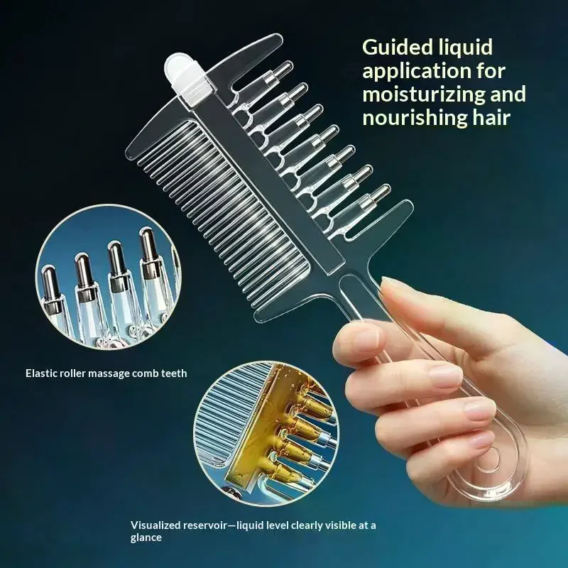 2 In 1 Scalp Applicator Comb With 7 Rolling Massage Tips Hair Growth Serum Oil Applicator Even Liquid Dual Sided Massage Comb