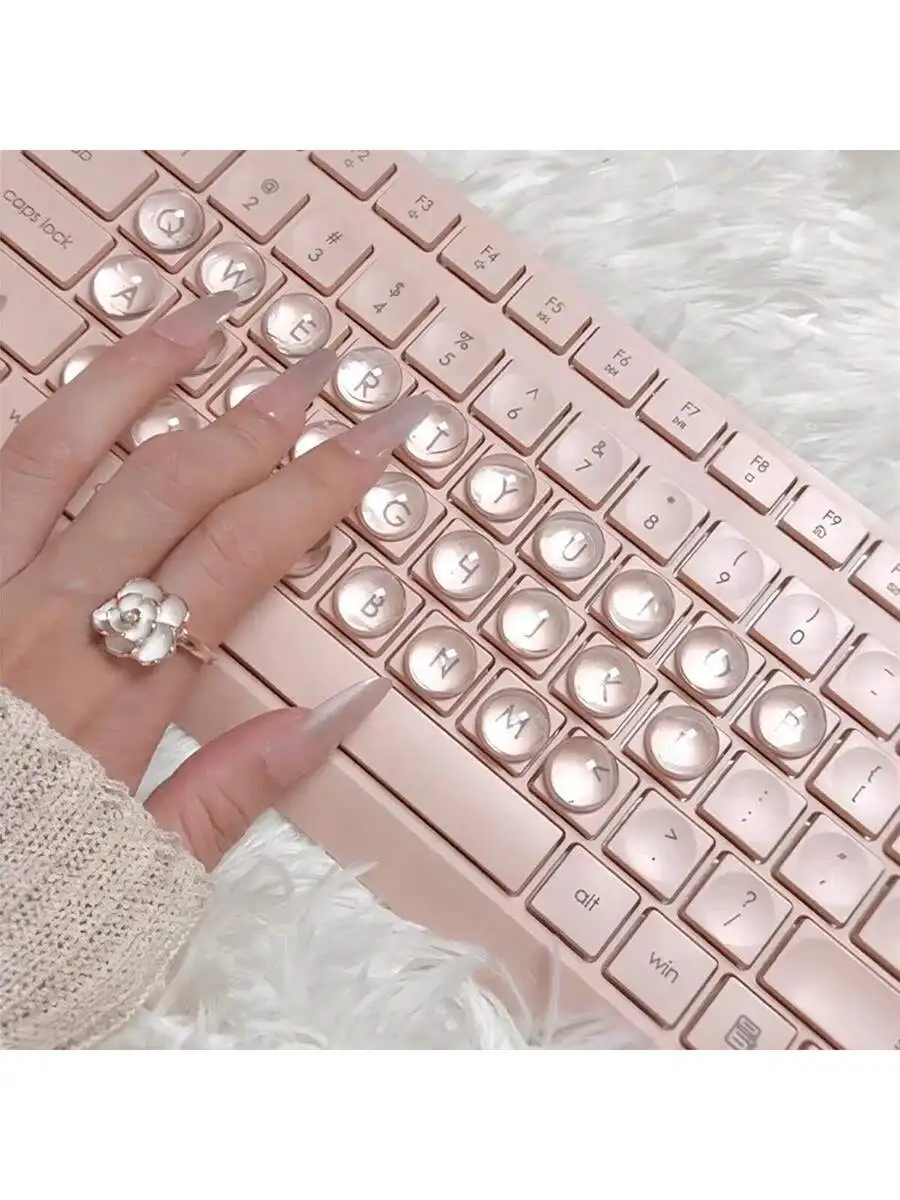 64pcs long nail typing tool nail art stickers transparent silicone keycap 3D protection clear visibility comfort for laptop desk