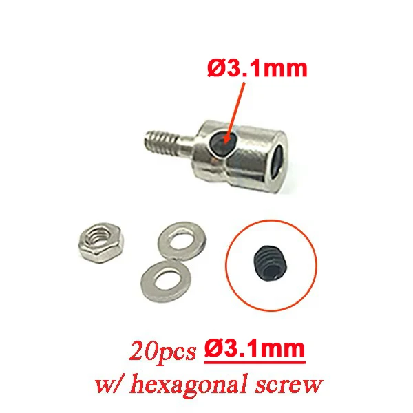 20PCS 1.3mm 1.8mm 2.1mm 3.1mm Stuurstang Connectors Linkage Stopper Quick Adjuster Positioner Servo Connector voor DIY RC Boten Deel - afbeelding 1