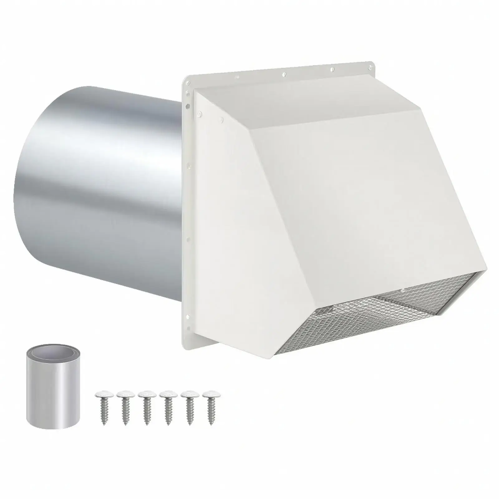6-Inch Round Duct Vent with Hood Easy to Install Dryer Exhaust Vent with Mesh Screen Tool Cleaning