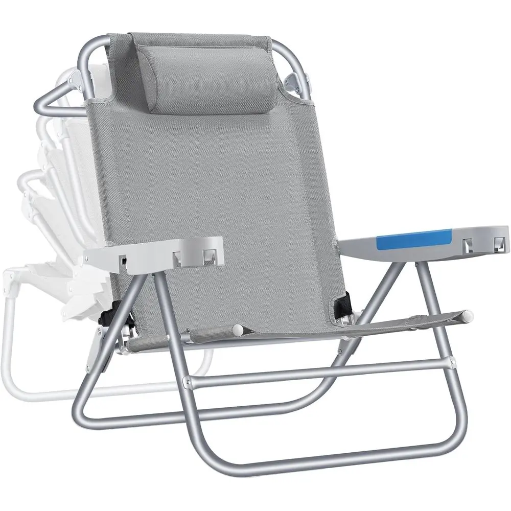 

Adult Beach Backpack Chairs with 5 Recline Positions, Durable Folding, Portable Flat Lay Outdoor Seating with Cup Holder for Bea