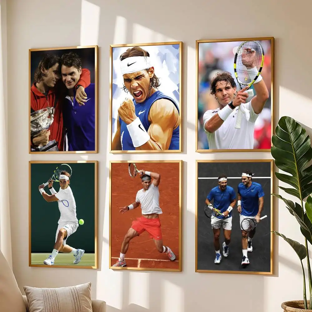 لاعبي التنس الشهير روجر فيدرر رافائيل نادال ملصق ذاتي اللصق الفن ورق مقاوم للماء ملصق المنزل بار غرفة جدار ديكور