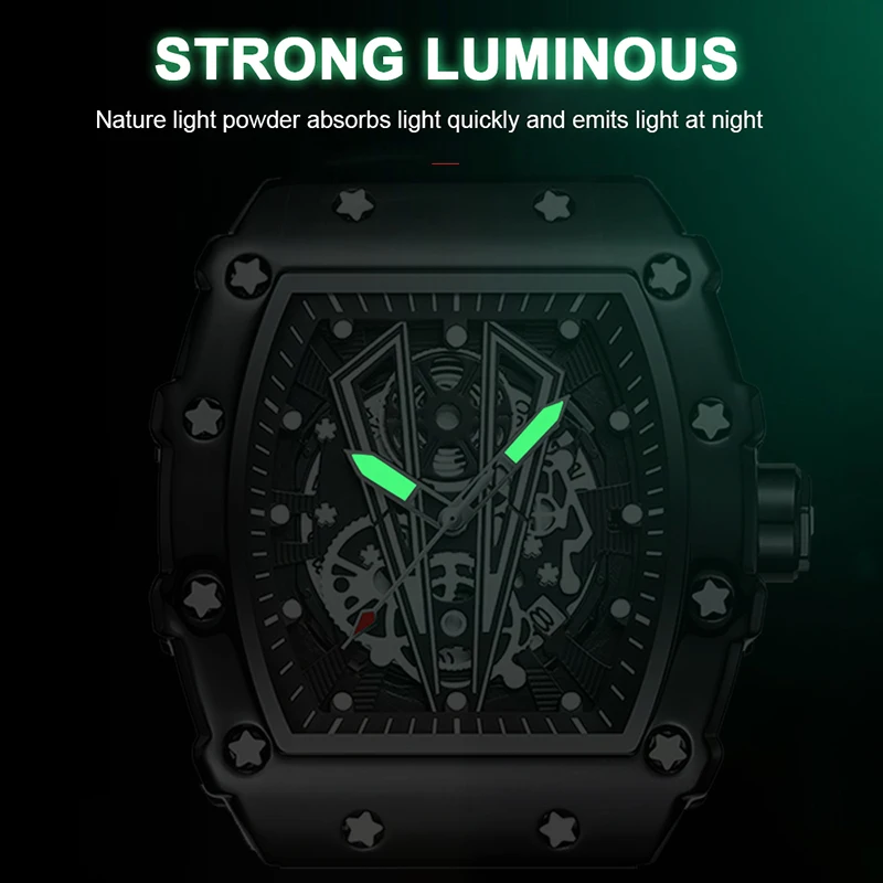 POEDAGAR Creative Dial Men Watches Luxury Silicone Strap Brand Waterproof Quartz Wrist Watch Man Sport Luminous Clock 2023 Reloj