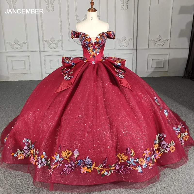 

Jancember Романтические великолепные платья Quinceanera для девочек на шнуровке из органзы с вышивкой Милая Бар Мицва DY9945