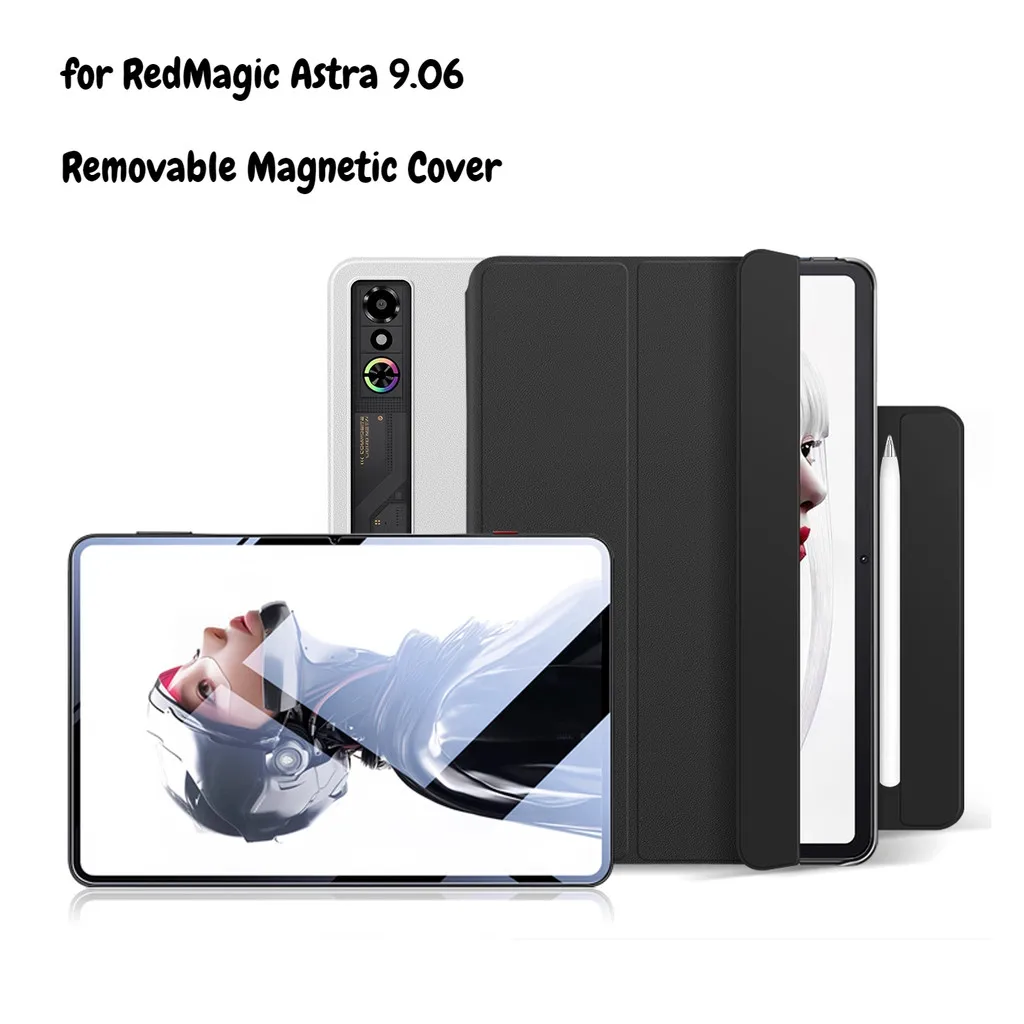 

Магнитный чехол для планшета ZTE Red Magic Astra 2025 9,06 дюйма, тройной чехол-подставка из искусственной кожи для планшета RedMagic 3 Pro 9,06 дюйма