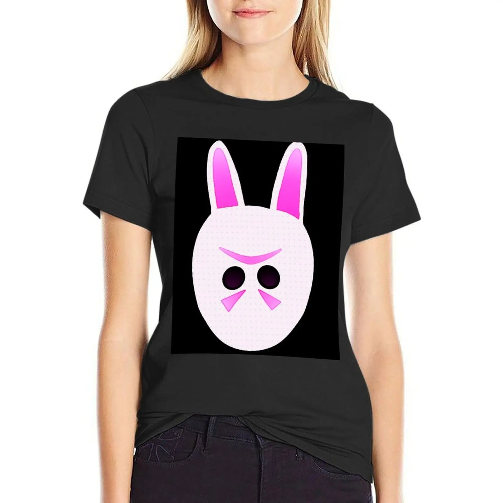 

bunny Ski Mask T-Shirt Short sleeve tee lady clothes clothes for woman