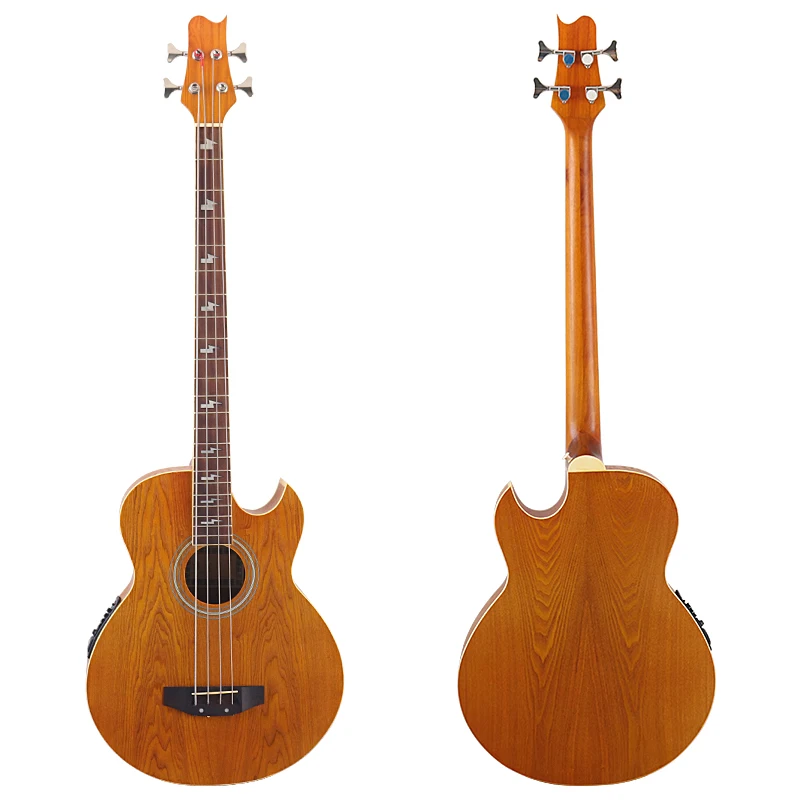 Stock 4 Strings Electric Acoustic Bass Guitar 43 Inch Ashwood Body Cutaway Design Folk Guitar With Small Flaw