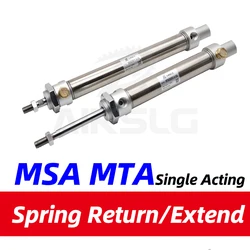 MSA MTA otwór 16 20 25 32 40mm skok 10-150mm mini okrągły cylinder ze sprężyną jednostronnego działania MSA powrót sprężynowy MTA sprężyna entend