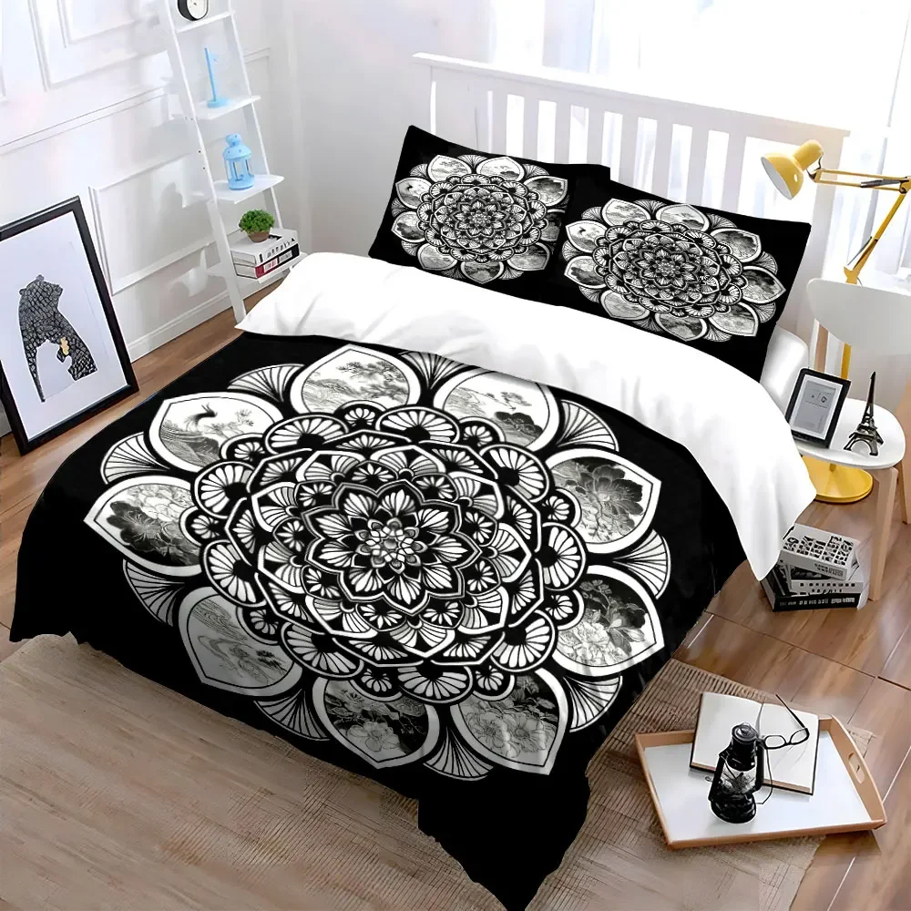 Mandala Floral Decor Set Soft Comfortable Duvet Cover Bedding Set Included 1*Duvet Cover & 2*Pillowcases, gift