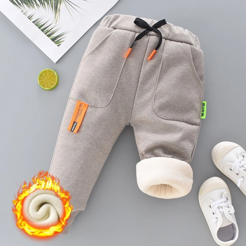 Winter Kid Thick Fleece Trousers Autumn 0-6Y Children Straight Warm Sports Pant Baby Girl Elastic Waist Jogger Sweatpant for Boy