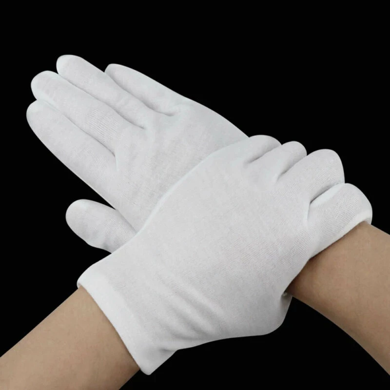 24PCS White Gloves 12 Pairs Soft Cotton Gloves Coin Jewelry Silver Inspection Gloves Stretchable Lining Glove