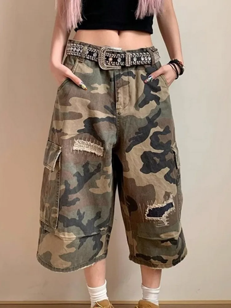 

Лето 2026, новые женские камуфляжные шорты с карманами, популярные повседневные шорты из полиэстера, короткие модные уличные шорты со средней талией