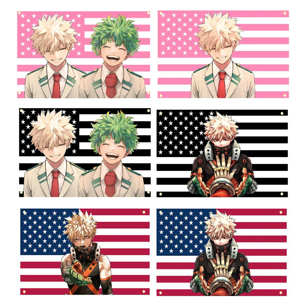 60x90cm/90x150cm Anime Bakugo Katsukis Flag American Tapestry Anime Art Banner For Bedroom Outdoor Decor