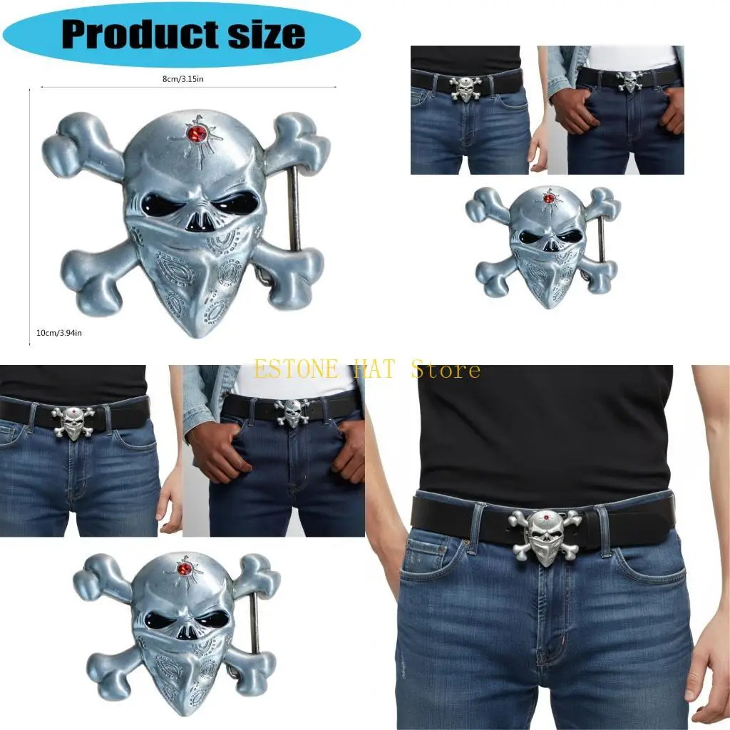 

49MF Ремень с пряжкой в ​​стиле вестерн и черепом в стиле панк, металлическая текстура, аксессуары для ремня, долговечный и в