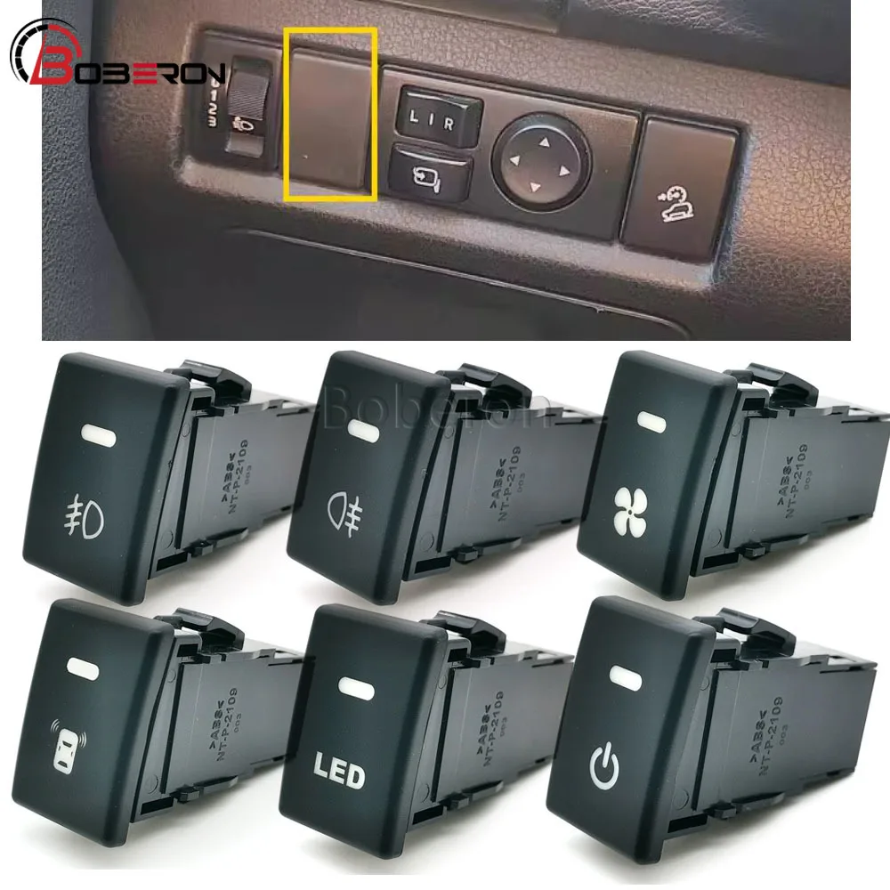1Pc Car Retrofit LED Light Radar Sensor Front Rear Fog Light Power On Off Fan Switch Button Fit for Isuzu D-MAX MU-X 2014-2020