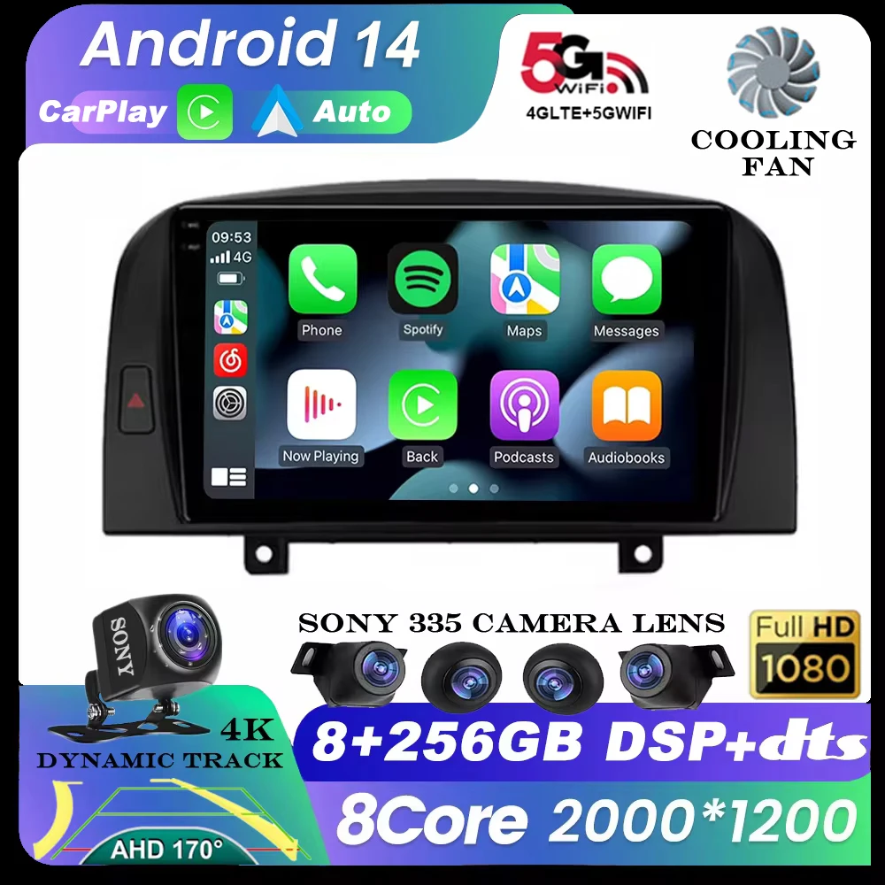 

Android 14 для Hyundai SONATA NF 2004 2005 2006 2007 2008 Carplay Автомагнитола мультимедийный стерео видеоплеер GPS навигация авто