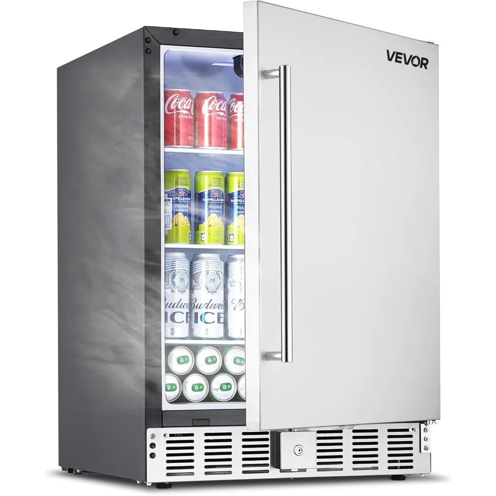 

24Inch Outdoor Beverage Refrigerator, 150 QT Builtin Drink Fridge, 0.56 kWh Day EnergyEfficient Cooler with 304 Stainless Steel