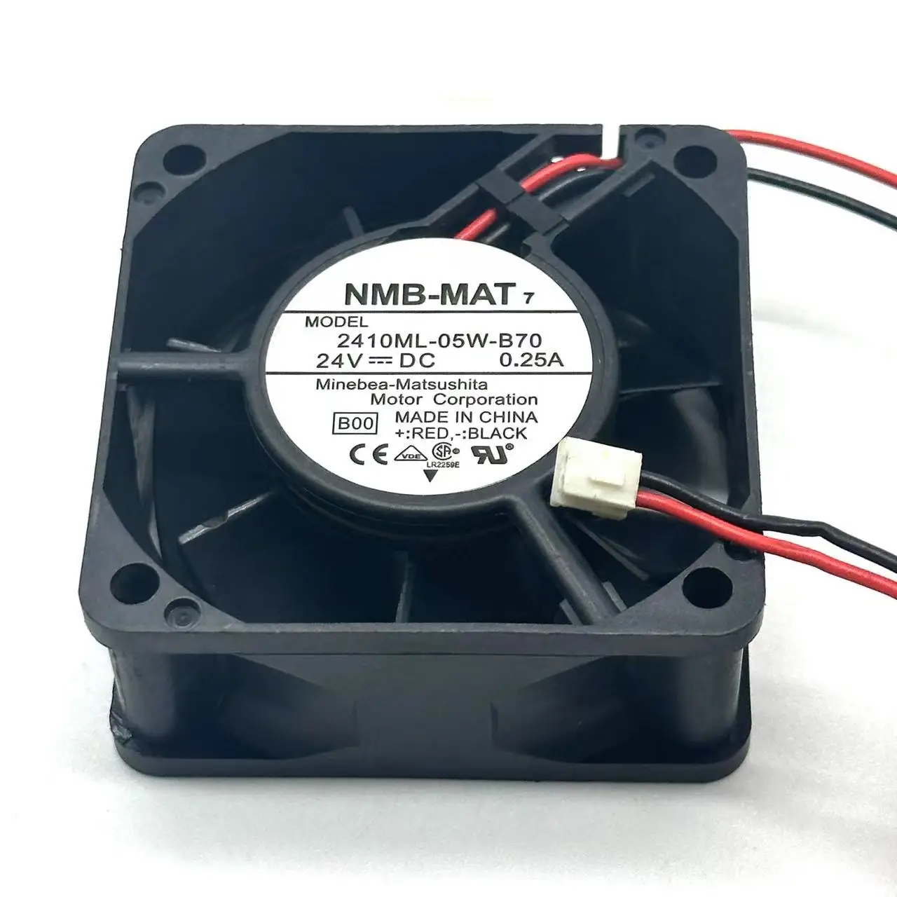 

NMB-MAT 2410ML-05W-B70 B00 DC 24V 0.25A 2-Wire 60X60X25mm Server Cooling Fan