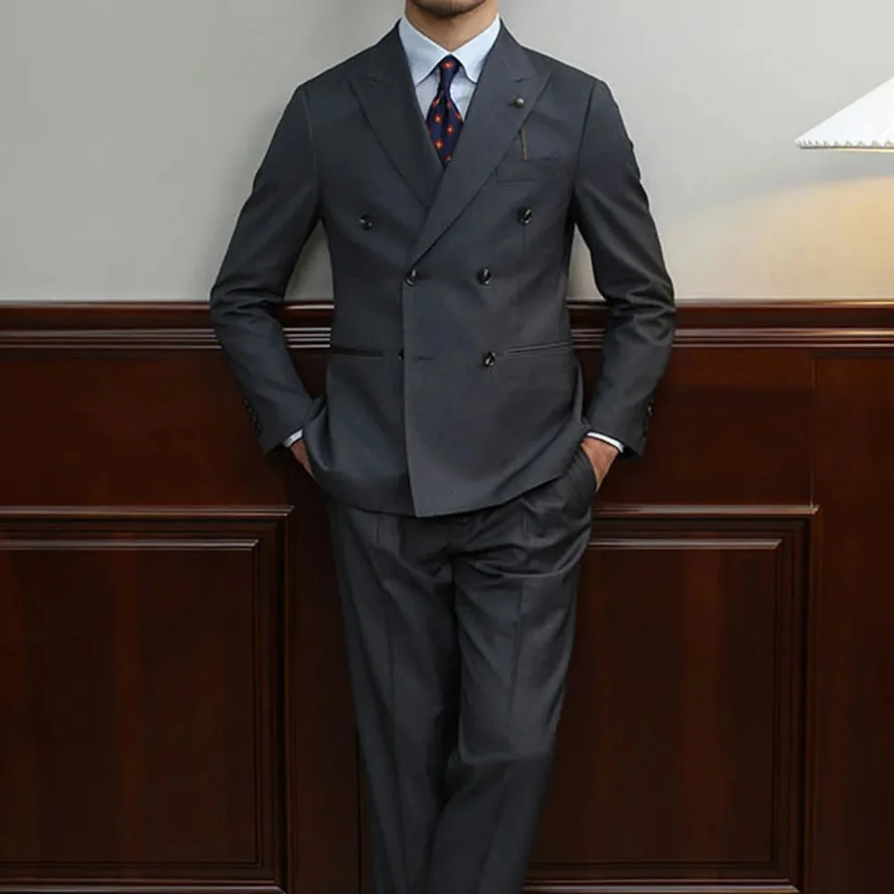 

High-end Men's Suit 2-piece Blazer Vest Pants Wedding Groom Tuxedo Double-breasted Jacket Slim Fit Design Outfit