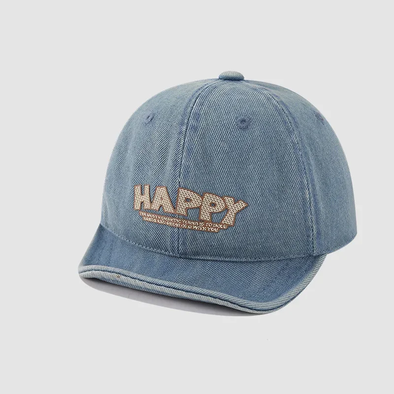

Retro Denim Baseball Cap for Baby Summer Soft Brim Infant Peaked Hat Letter Hip Hop Kids Boys Girls Sunshade Caps