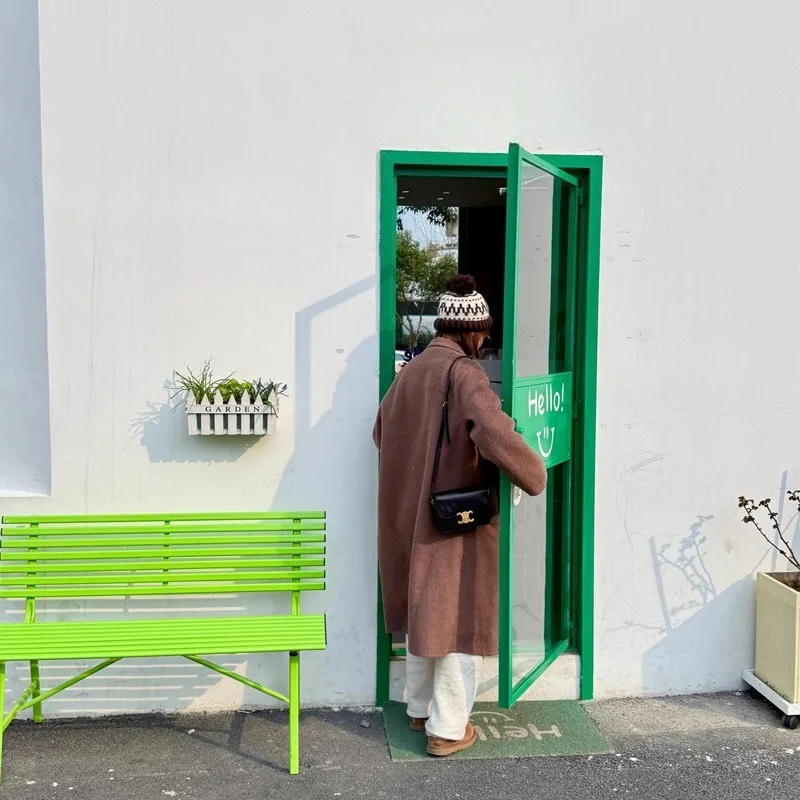 Coffee shop small green door, galvanized door  tempered glass door restaurant glass  cabinet
