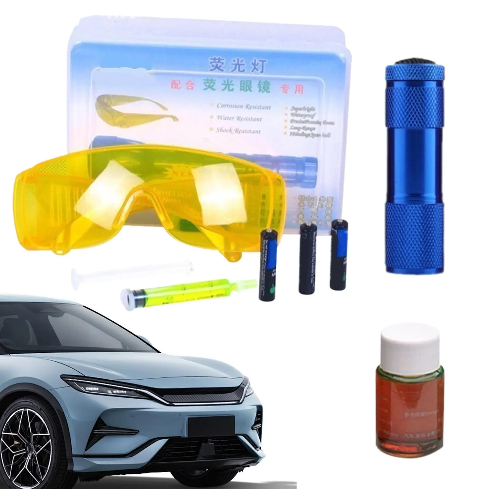 

Car Refrigerant Leak Detector Kit Flashlight AC Leak Detection Tool Kit Professional Car Leakage Tester For Auto AC Repair Tool