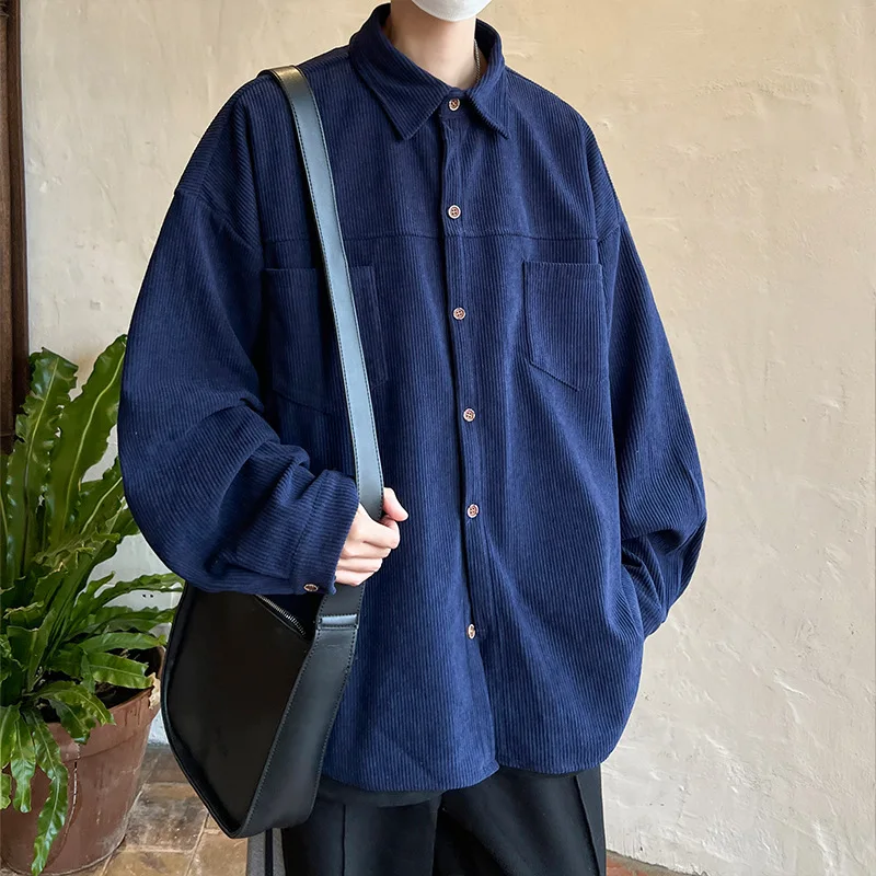 Corduroy Shirt Boys Spring Autumn American Retro Long-sleeved Shirt Japanese Casual Jacket