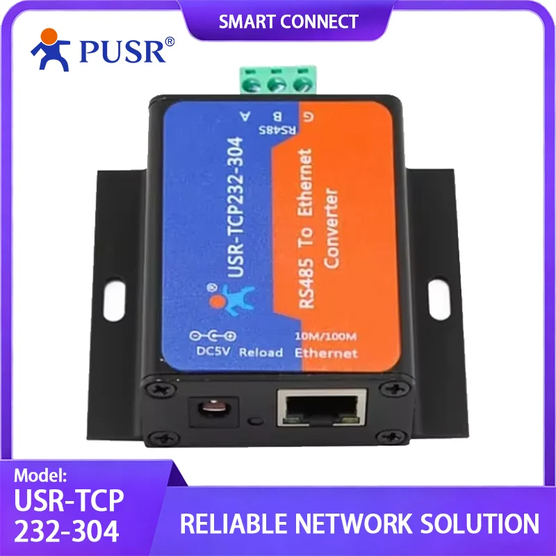 USR-TCP232-304 Modbus Serial Port RS485 to Ethernet Converter Server Data Transmission DHCP/DNS Supported