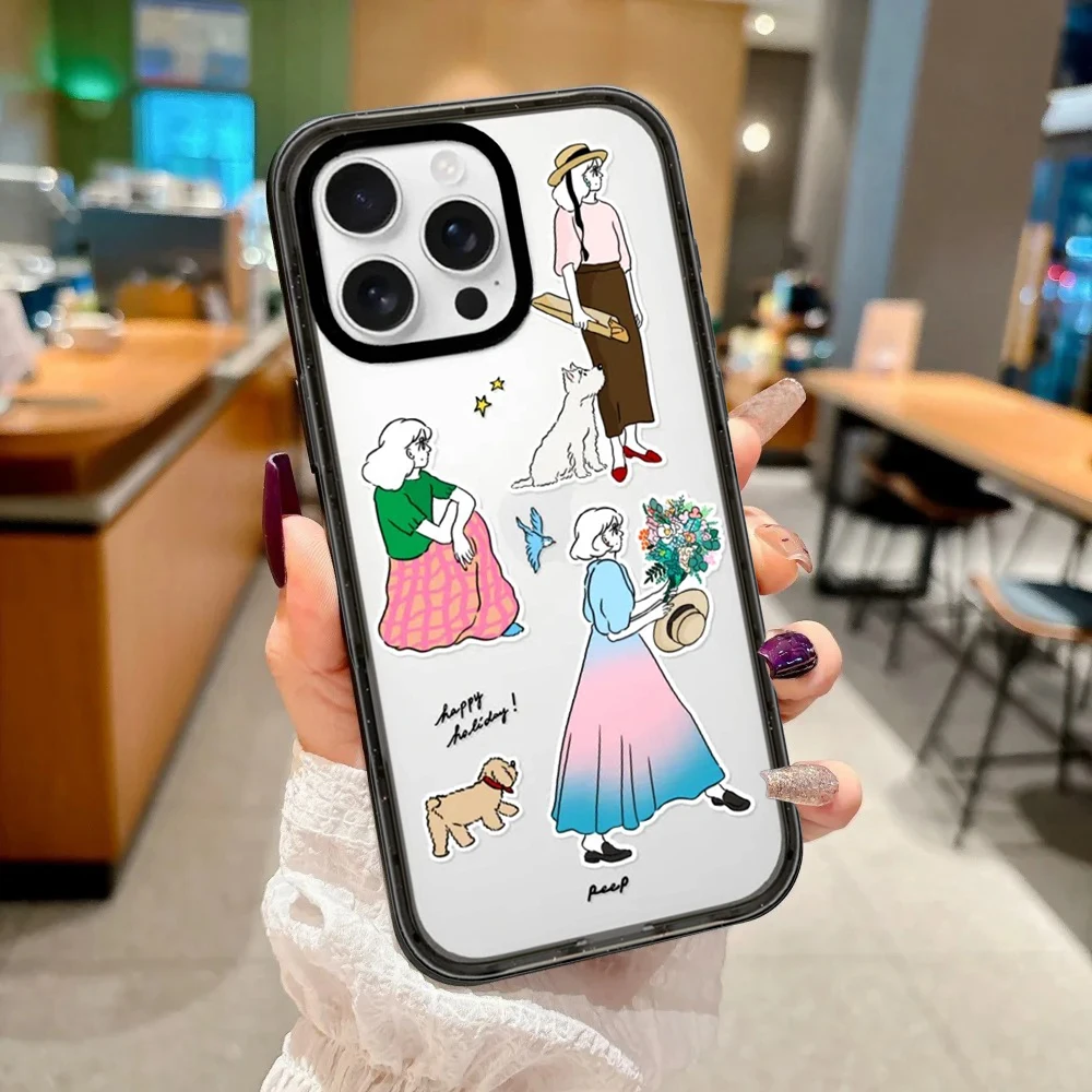 Girl's life Impact Black Border Magnetic Phone Case Cover for IPhone 13 14 15 16 17 Pro Max Case for IPhone Air