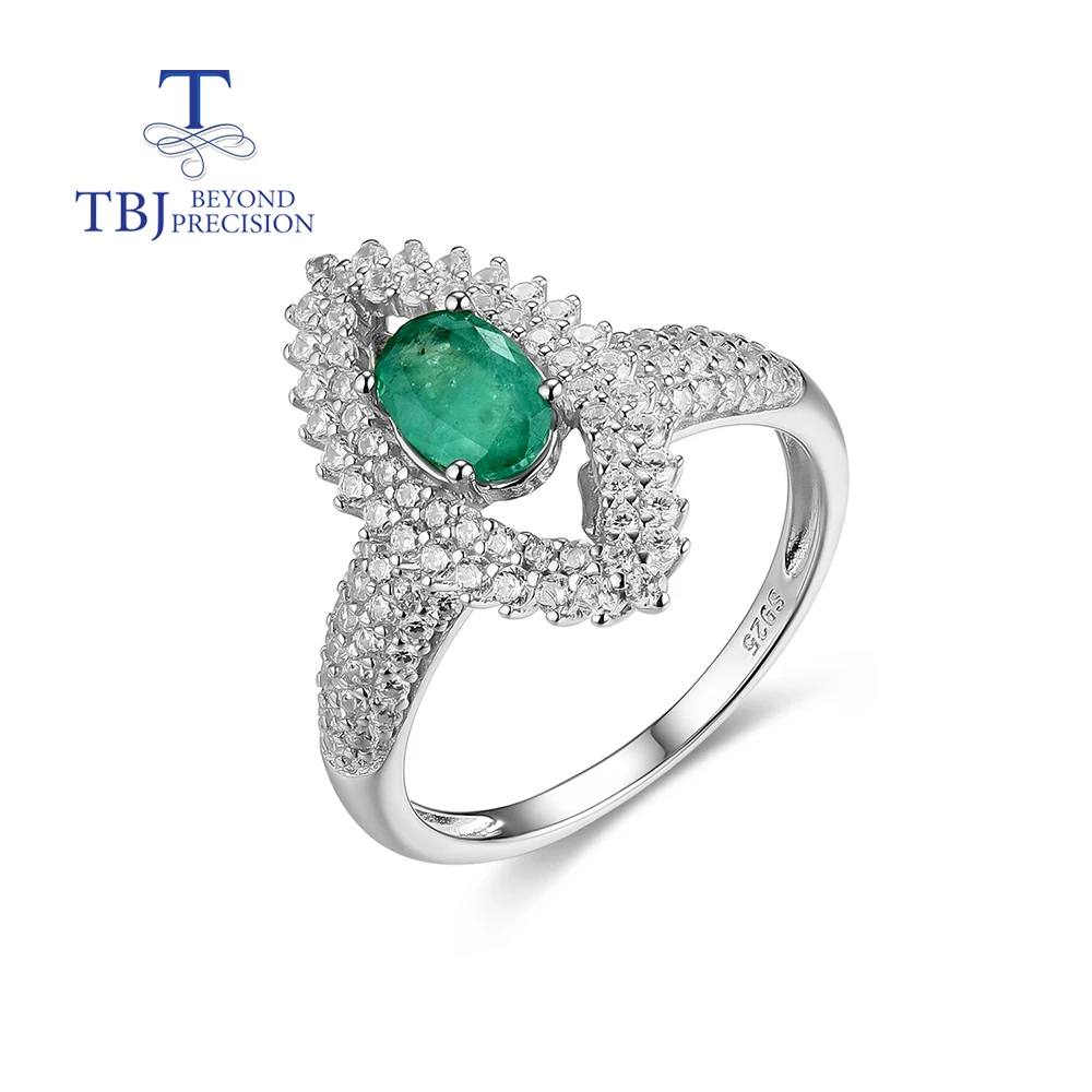 

Trendy Stunning Ring for Women S925 Silver Natural Precious Emerald May Birthstone Luxury Jewelry Wedding Engagement Gift