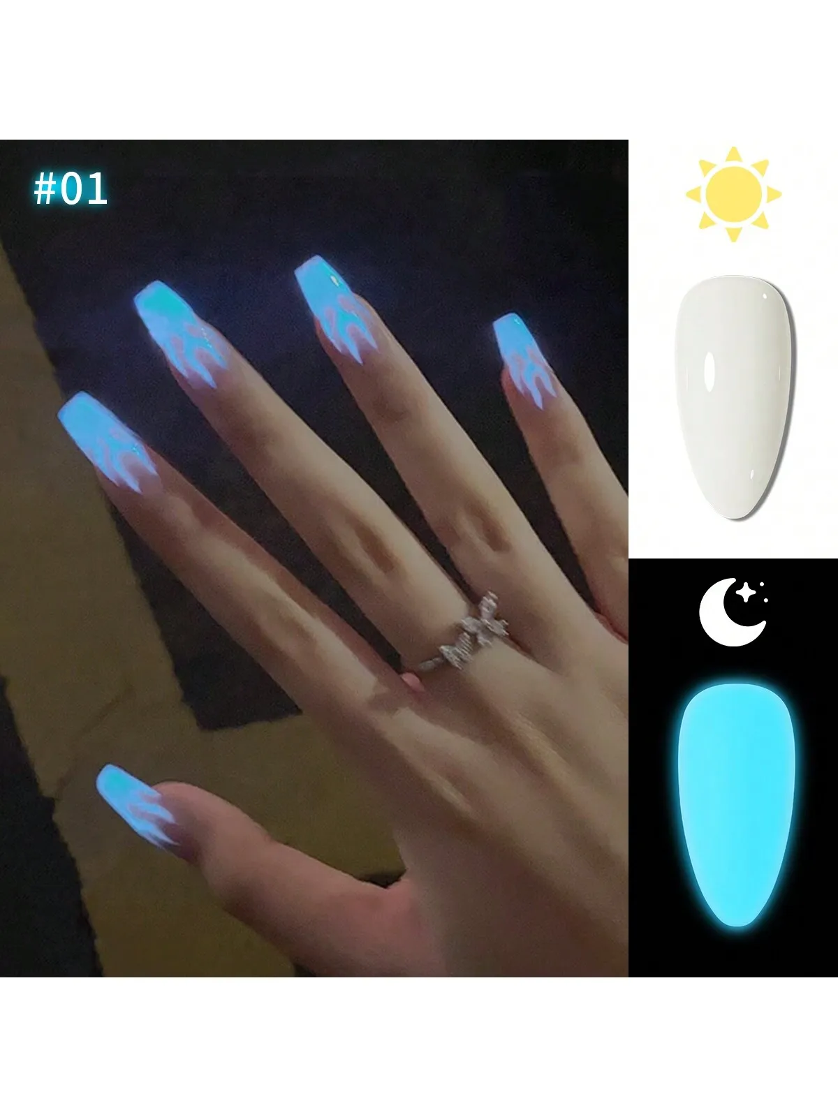 1Pc 15ML Glow in the Dark Gel Nail Polish - Luminous Top Coat for Home Salon Manicure and DIY - Long-Lasting and Durable