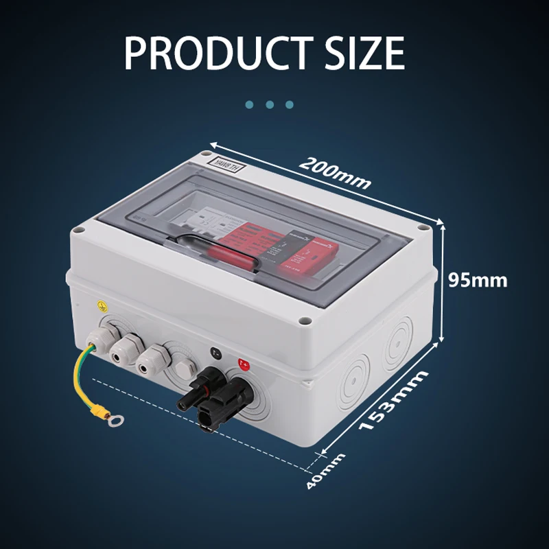 Solar photovoltaic PV Combiner Box With Lightning Protection 1-input -1out DC 600V Fuse IP65 MCB SPD Waterproof 1 string Box