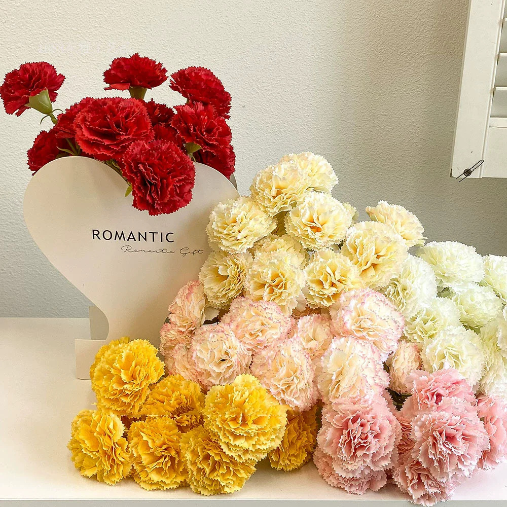 5 uds. De clavel hidratante, flor de seda Artificial de tacto Real, ramo para el día de la madre, regalo, decoración del hogar para boda, claveles