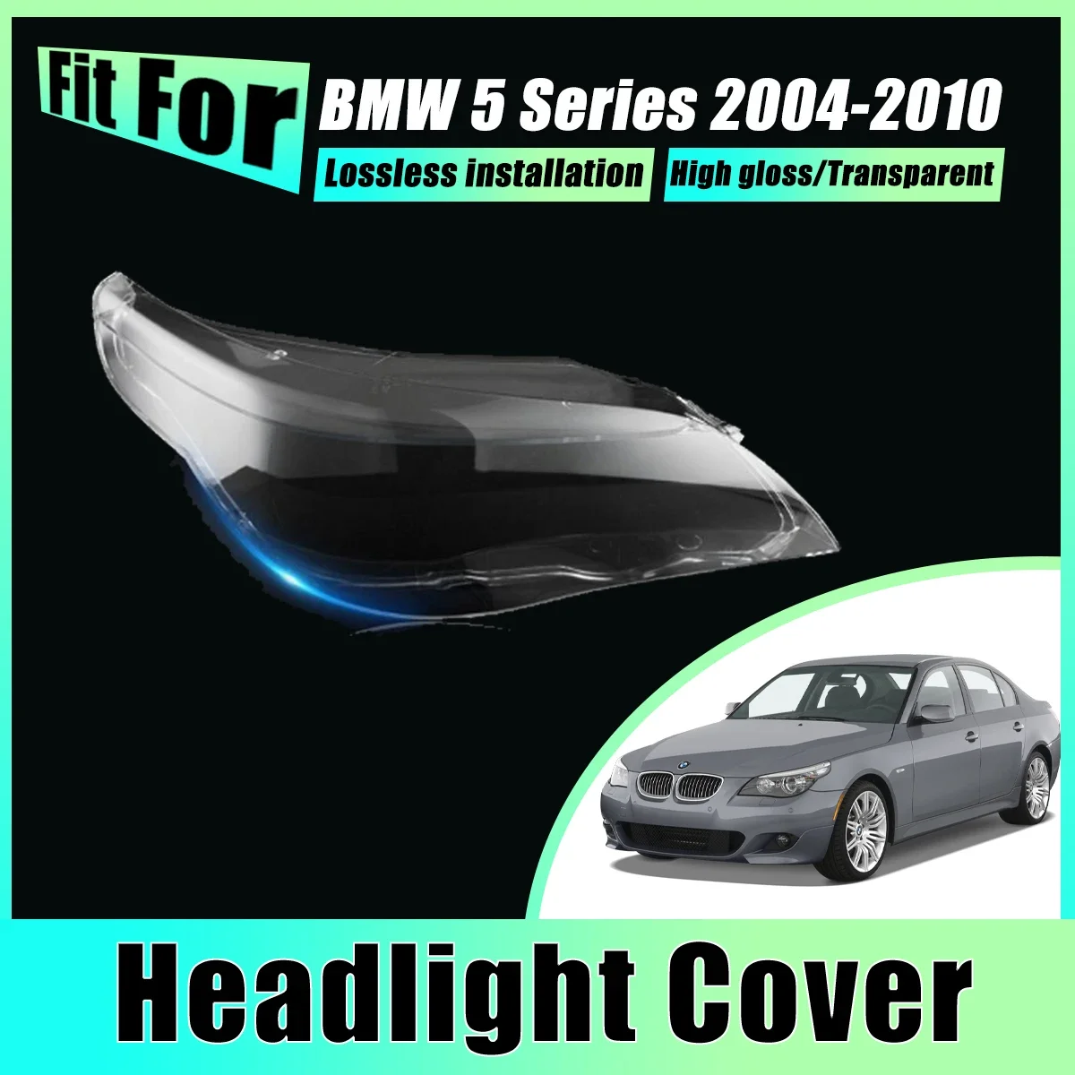 LH RH Headlight Cover For BMW 5 Series 2004-2010 E60 E61 2003 Head Light Caps Front Lens Fog Lampshade Headlamp Car Accessories