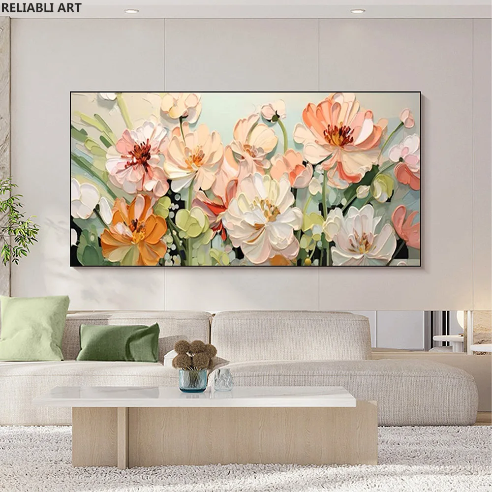 

Colorful Flower Painting On Canvas,Print Blooming Floral Poster, Wall Art Modern Living Room Wall Decoration Pictures,Unframed