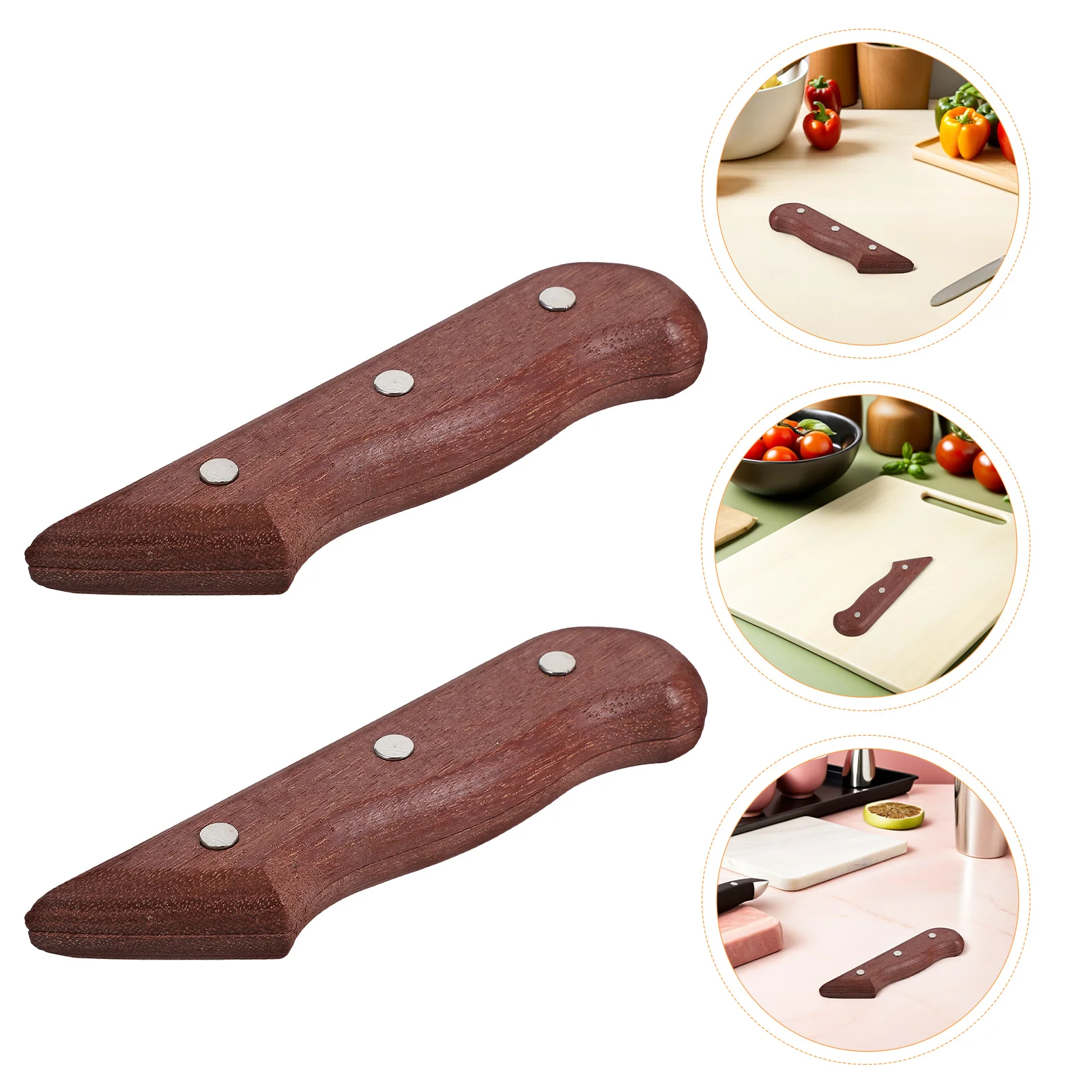 

2pcs Kitchen Knife Replacement Handle Cutter Wooden Grip Repair Accessories Parts For Home Diy Sashimi Chopping Cutting Tool