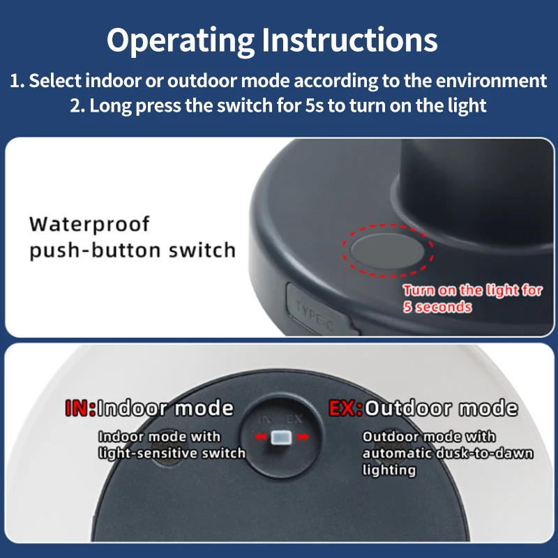 Outdoor Modern Home Garden Decor Solar Rechargeable Cordless Light Solar LED Table Lamp For Restaurant
