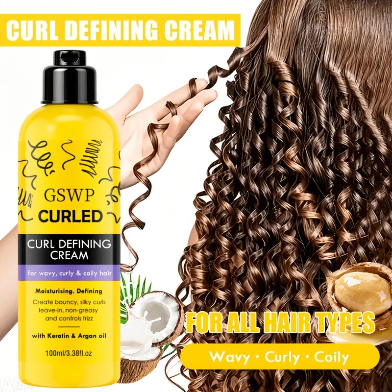 GSWP Argan Oil Curl Cream. Tames frizz and smooths curly hair. For wavy, curly hair—moisturizes and defines. 100ml