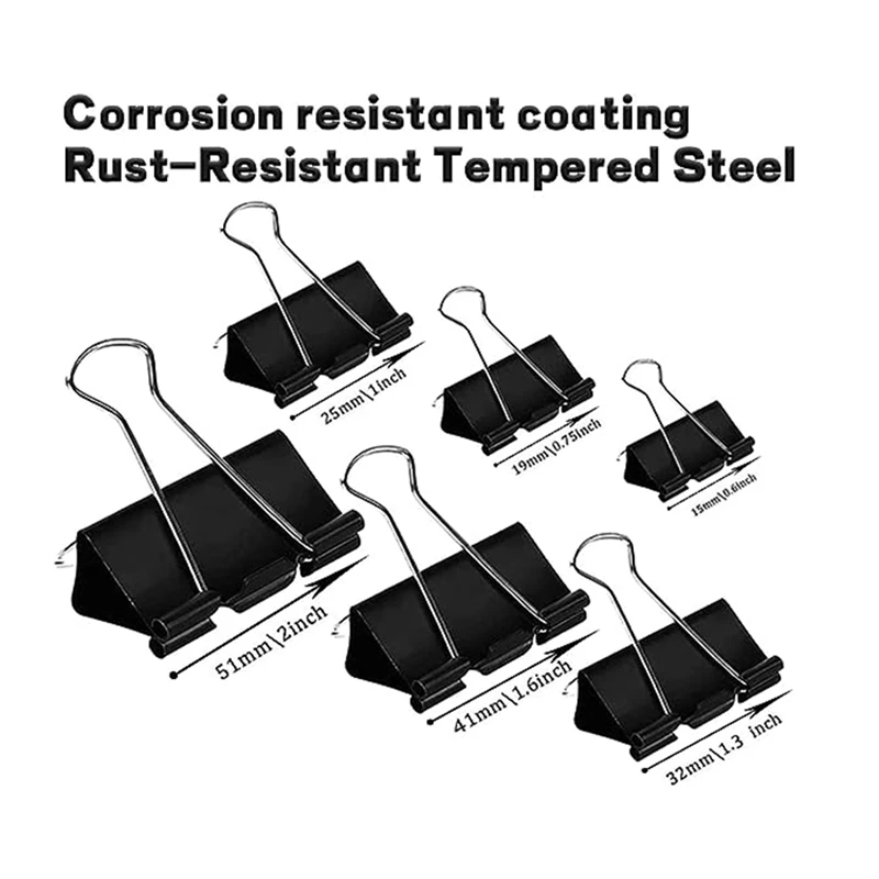 120 шт. черные зажимы с отрывными листами, зажимы с плоским горлышком и хвостом Феникса, фиксированные большие, средние и маленькие зажимы для купюр
