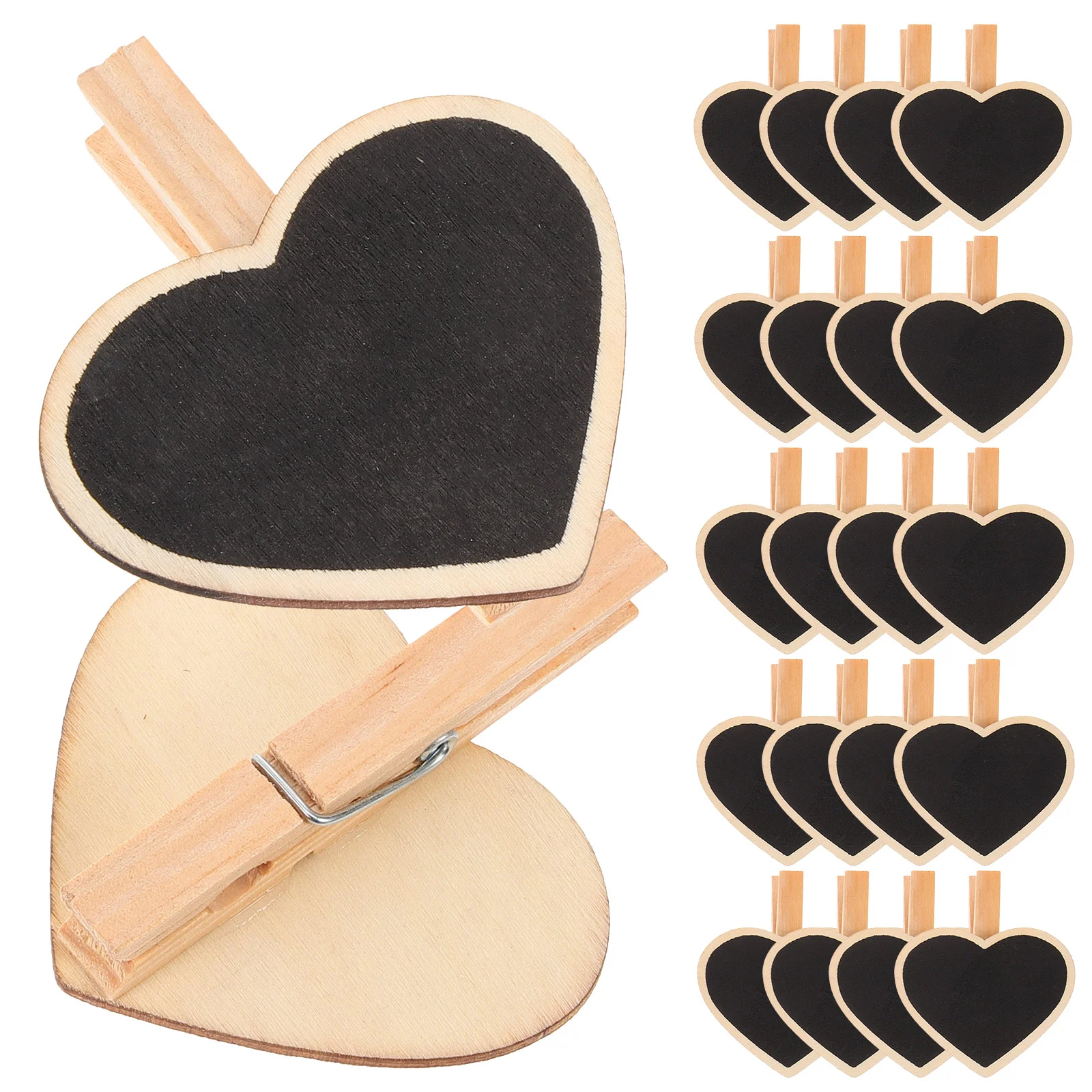 24 Pcs Tag Photo Holder Wood Blackboard Clip Mini Clamps Note Taking Chalkboard Memo Clips Wooden Message Food Label Signs